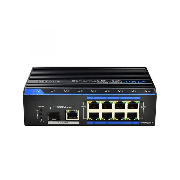 UTEPO UTP7208E-POE-A1 Коммутатор промышленный 8-портовый неуправляемый PoE+ 1порт Gigabit TP/SFP - SKU:G00015039